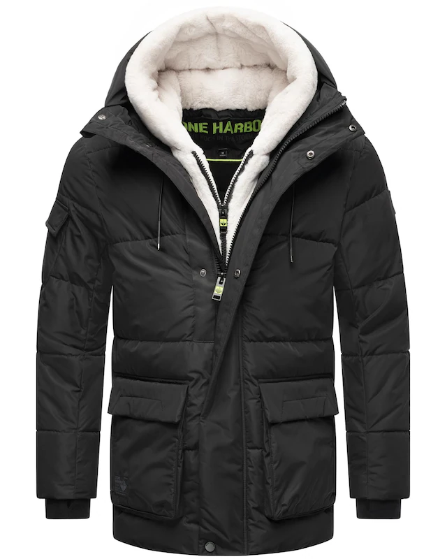Stone Harbour Winterjacke »Lauroo XX« mit Kapuze urbane Herren Steppjacke mit kuscheligem Teddyfleece