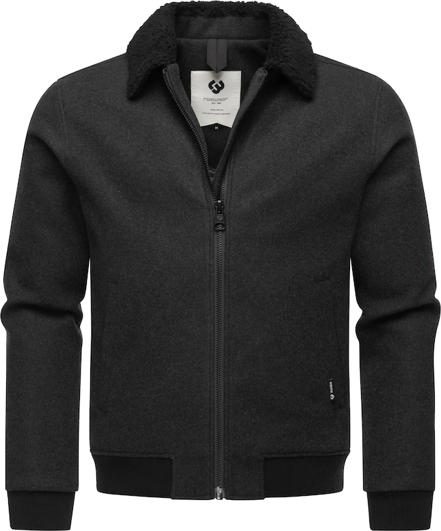 Ragwear Outdoorjacke »Sivval Felt« ohne Kapuze lässige Herren Jacke in Woll-Optik mit Teddyplüsch-Kragen