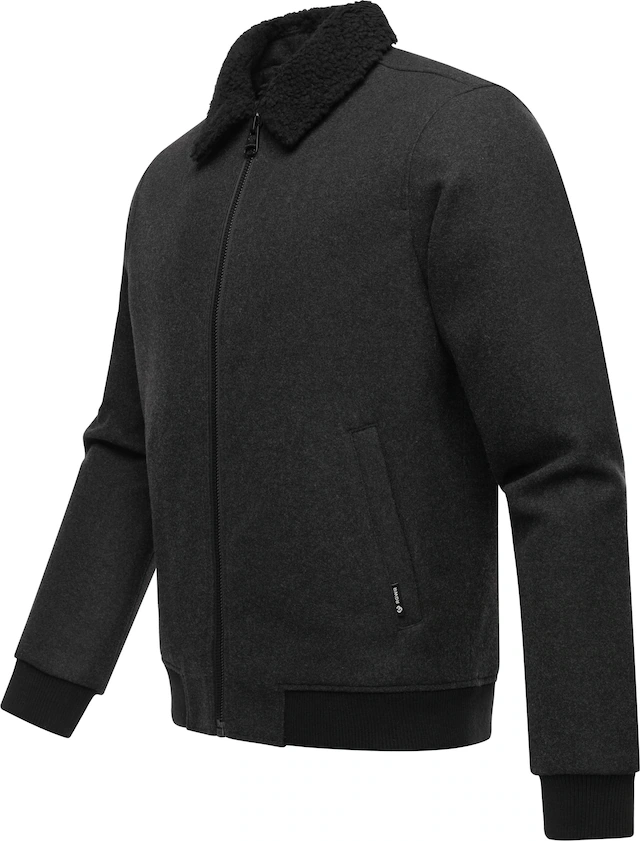Ragwear Outdoorjacke »Sivval Felt« ohne Kapuze lässige Herren Jacke in Woll-Optik mit Teddyplüsch-Kragen