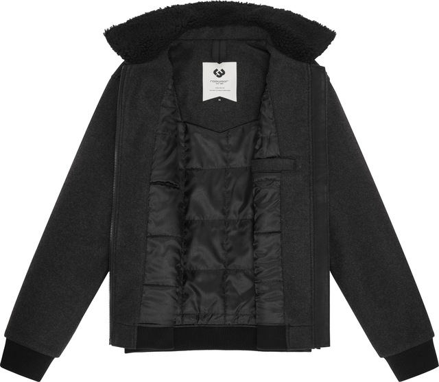 Ragwear Outdoorjacke »Sivval Felt« ohne Kapuze lässige Herren Jacke in Woll-Optik mit Teddyplüsch-Kragen