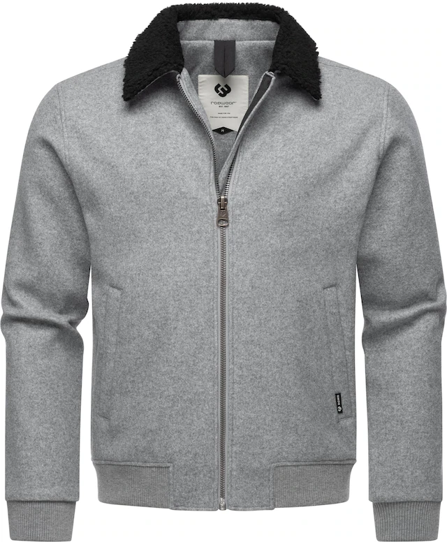 Ragwear Outdoorjacke »Sivval Felt« ohne Kapuze lässige Herren Jacke in Woll-Optik mit Teddyplüsch-Kragen