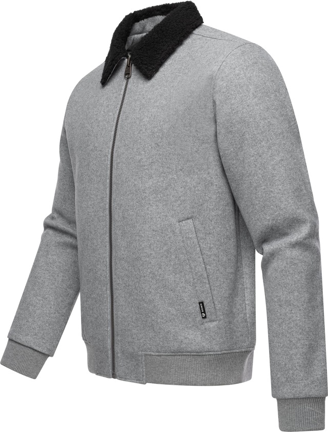 Ragwear Outdoorjacke »Sivval Felt« ohne Kapuze lässige Herren Jacke in Woll-Optik mit Teddyplüsch-Kragen