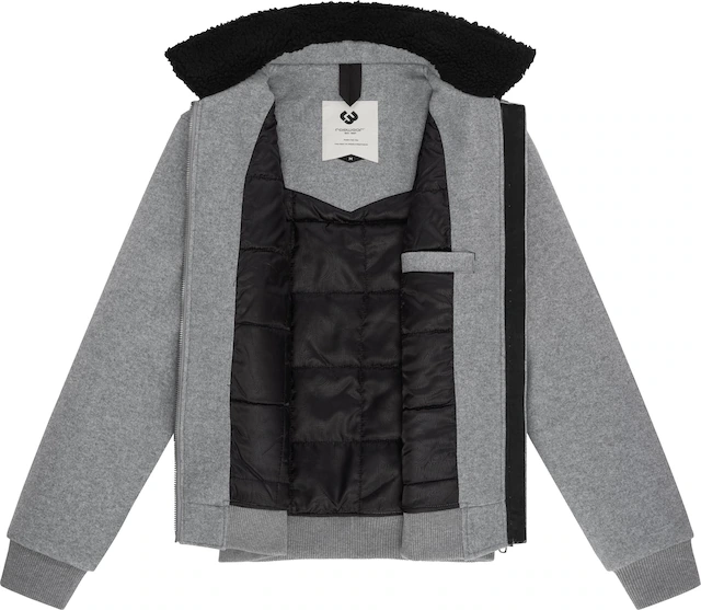 Ragwear Outdoorjacke »Sivval Felt« ohne Kapuze lässige Herren Jacke in Woll-Optik mit Teddyplüsch-Kragen