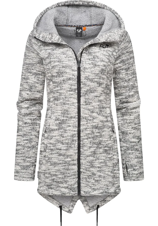 Ragwear Kapuzenstrickjacke »Wingi Melange« Sportliche Kapuzenjacke mit Teddy-Kunstfell