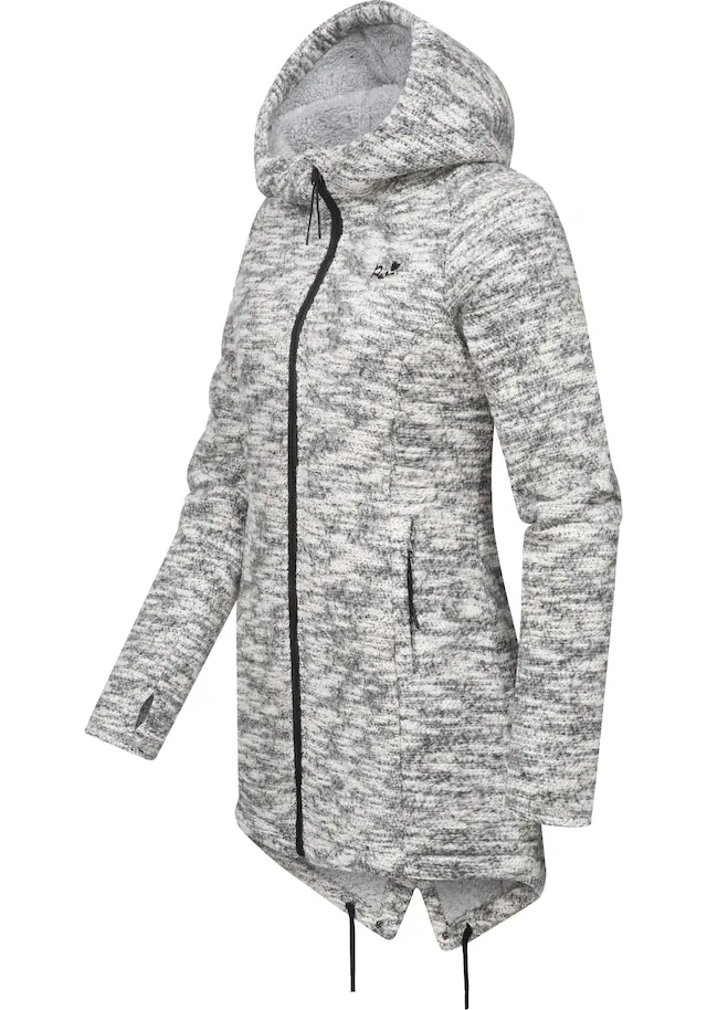 Ragwear Kapuzenstrickjacke »Wingi Melange« Sportliche Kapuzenjacke mit Teddy-Kunstfell