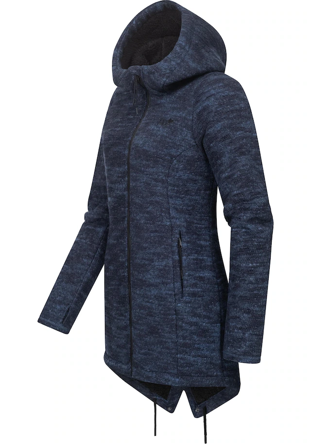 Ragwear Kapuzenstrickjacke »Wingi Melange« Sportliche Kapuzenjacke mit Teddy-Kunstfell