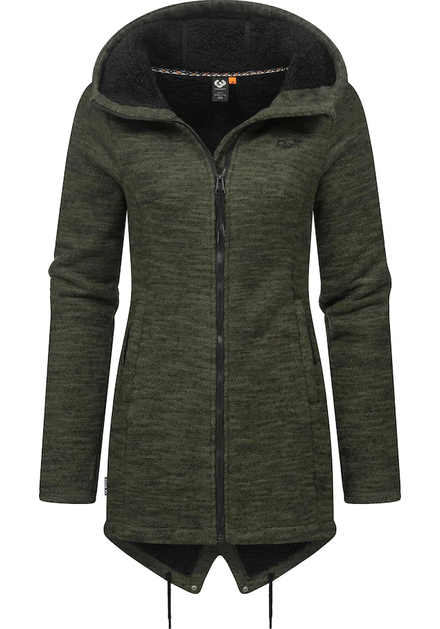 Ragwear Kapuzenstrickjacke »Wingi Melange« Sportliche Kapuzenjacke mit Teddy-Kunstfell