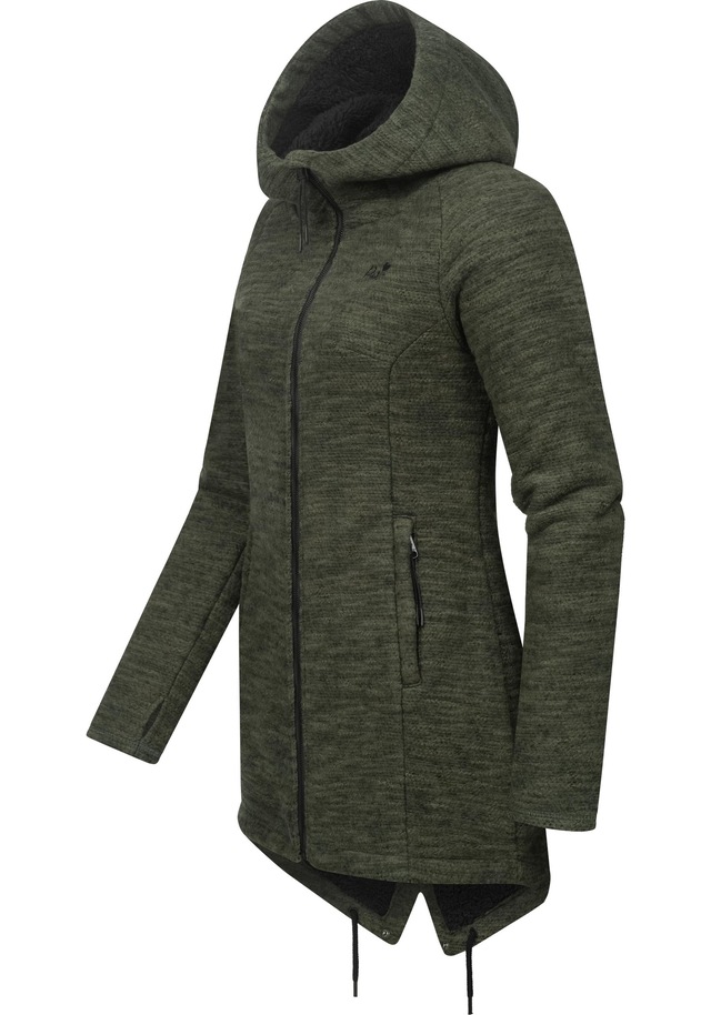 Ragwear Kapuzenstrickjacke »Wingi Melange« Sportliche Kapuzenjacke mit Teddy-Kunstfell