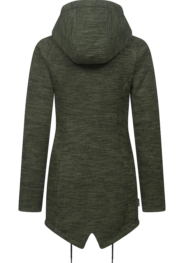 Ragwear Kapuzenstrickjacke »Wingi Melange« Sportliche Kapuzenjacke mit Teddy-Kunstfell