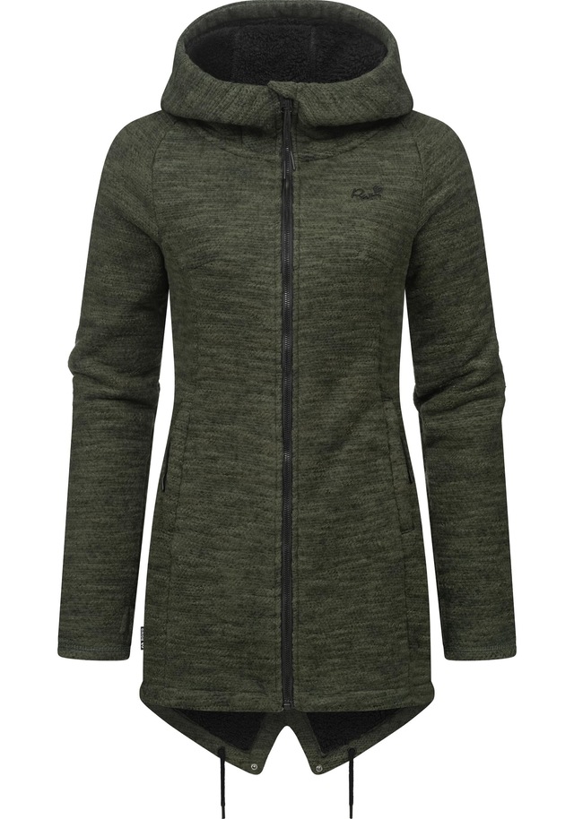 Ragwear Kapuzenstrickjacke »Wingi Melange« Sportliche Kapuzenjacke mit Teddy-Kunstfell