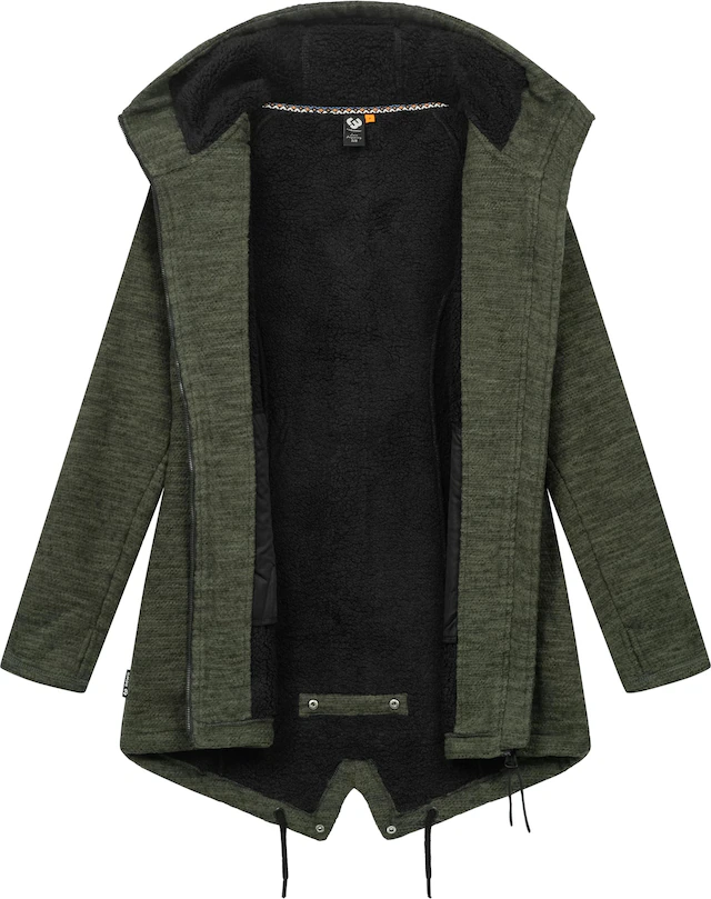 Ragwear Kapuzenstrickjacke »Wingi Melange« Sportliche Kapuzenjacke mit Teddy-Kunstfell