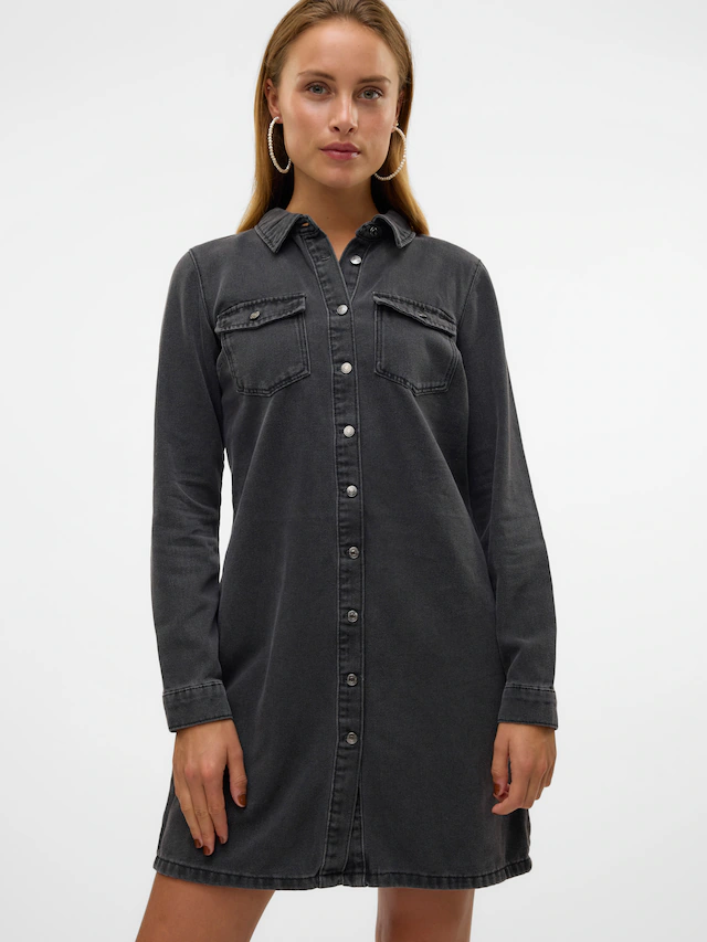 Vero Moda Jeanskleid »VMJENNIE LS SHORT DENIM DRESS GA NOOS« Brusttaschen