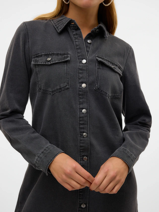 Vero Moda Jeanskleid »VMJENNIE LS SHORT DENIM DRESS GA NOOS« Brusttaschen