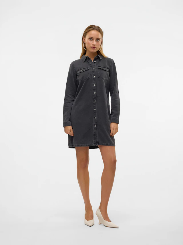 Vero Moda Jeanskleid »VMJENNIE LS SHORT DENIM DRESS GA NOOS« Brusttaschen