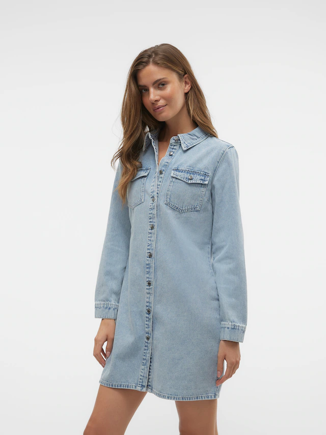 Vero Moda Jeanskleid »VMJENNIE LS SHORT DENIM DRESS GA NOOS« Brusttaschen