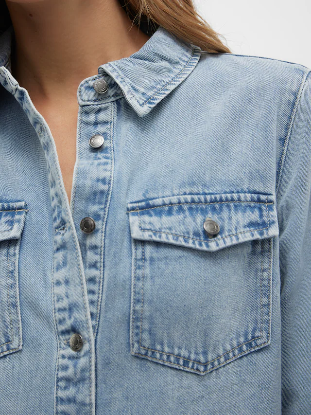 Vero Moda Jeanskleid »VMJENNIE LS SHORT DENIM DRESS GA NOOS« Brusttaschen