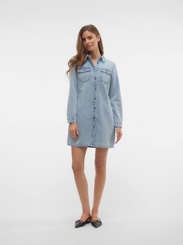 Vero Moda Jeanskleid »VMJENNIE LS SHORT DENIM DRESS GA NOOS« Brusttaschen
