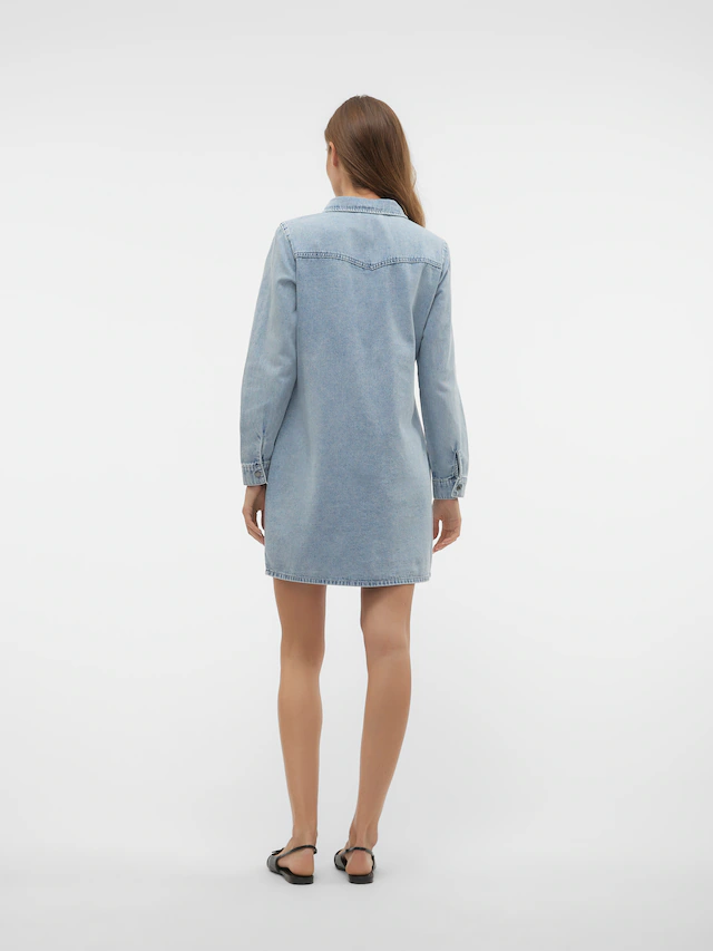 Vero Moda Jeanskleid »VMJENNIE LS SHORT DENIM DRESS GA NOOS« Brusttaschen