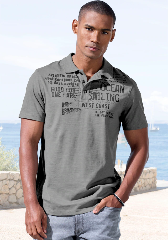 John Devin Poloshirt »mit Print« Regular-Fit, aus Slub-Qualität, mit Print