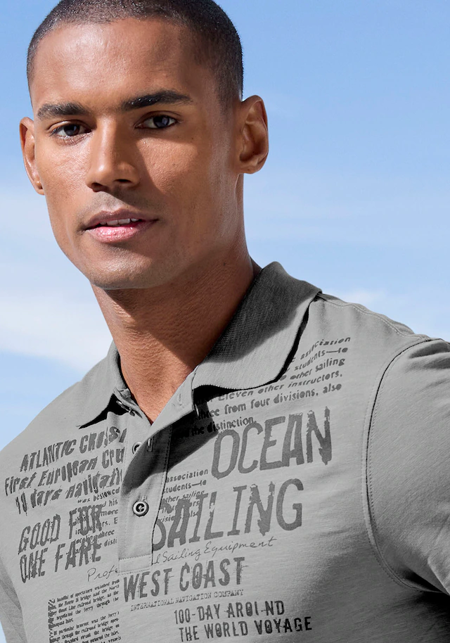 John Devin Poloshirt »mit Print« Regular-Fit, aus Slub-Qualität, mit Print