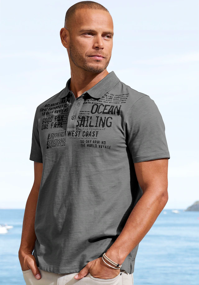 John Devin Poloshirt »mit Print« Regular-Fit, aus Slub-Qualität, mit Print