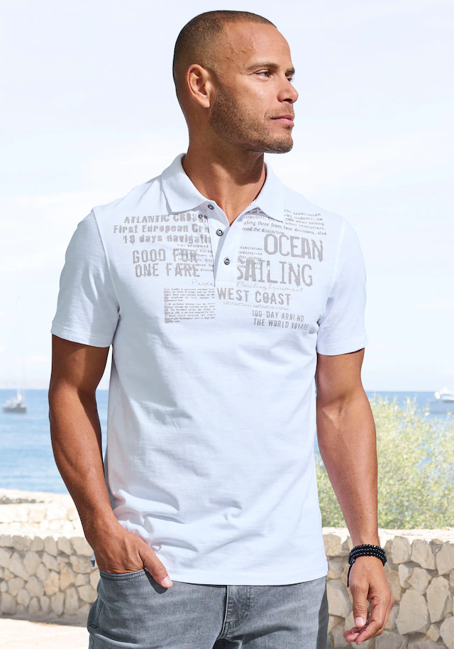 John Devin Poloshirt »mit Print« Regular-Fit, aus Slub-Qualität, mit Print