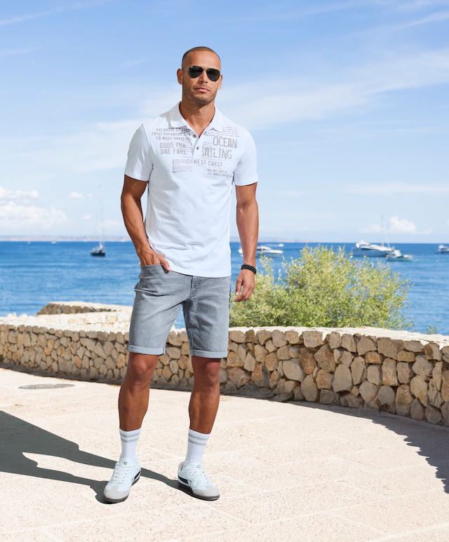 John Devin Poloshirt »mit Print« Regular-Fit, aus Slub-Qualität, mit Print