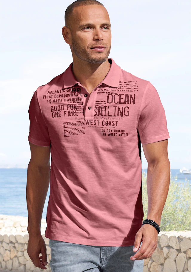 John Devin Poloshirt »mit Print« Regular-Fit, aus Slub-Qualität, mit Print