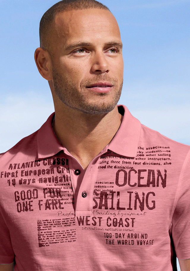 John Devin Poloshirt »mit Print« Regular-Fit, aus Slub-Qualität, mit Print