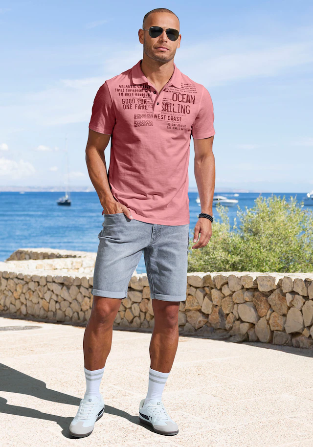 John Devin Poloshirt »mit Print« Regular-Fit, aus Slub-Qualität, mit Print