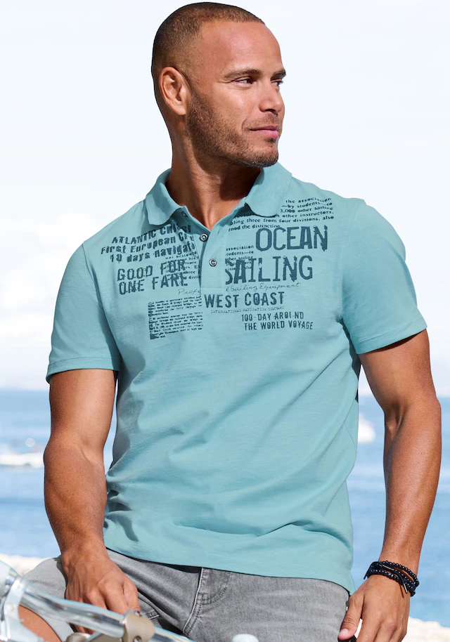 John Devin Poloshirt »mit Print« Regular-Fit, aus Slub-Qualität, mit Print