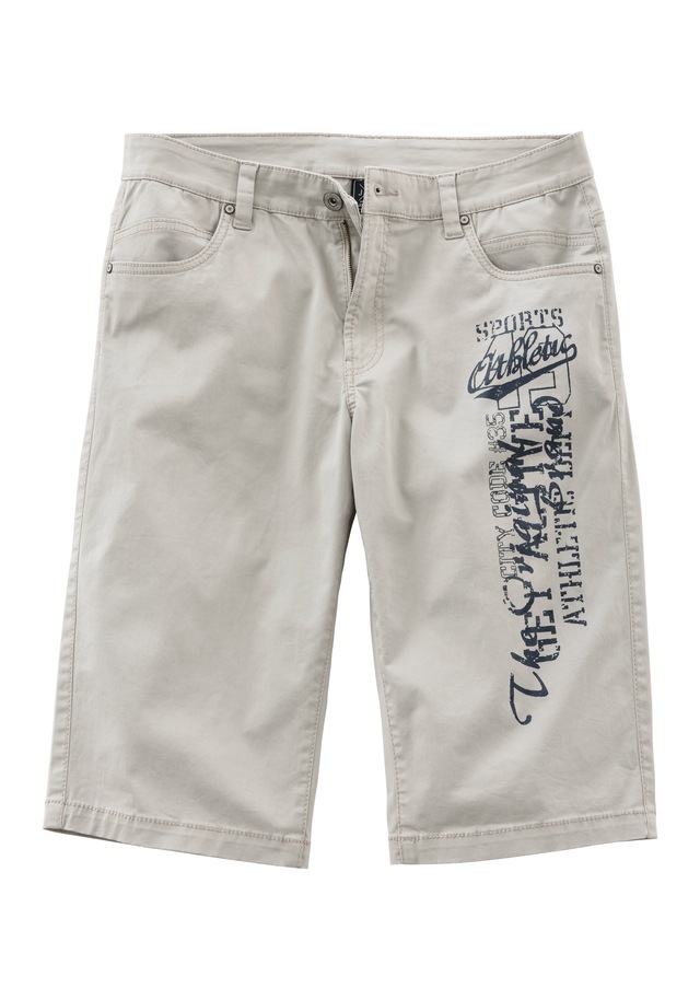 John Devin Bermudas »- bedruckte Shorts aus elastischer Baumwollmischung« mit großem Druck auf dem Bein, 3/4 Shorts
