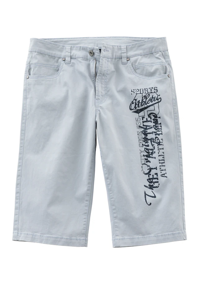 John Devin Bermudas »- bedruckte Shorts aus elastischer Baumwollmischung« mit großem Druck auf dem Bein, 3/4 Shorts