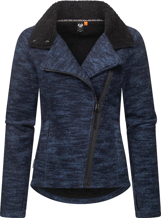 Ragwear Strickfleecejacke »Saskie Melange« ohne Kapuze Grob gestrickte Damen-Jacke mit Teddyfell-Futter