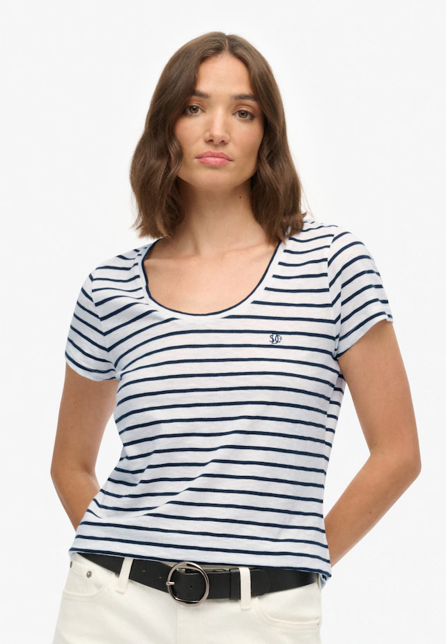 Superdry T-Shirt »STUDIOS SCOOP NECK TEE« Baumwollmischung, regular fit