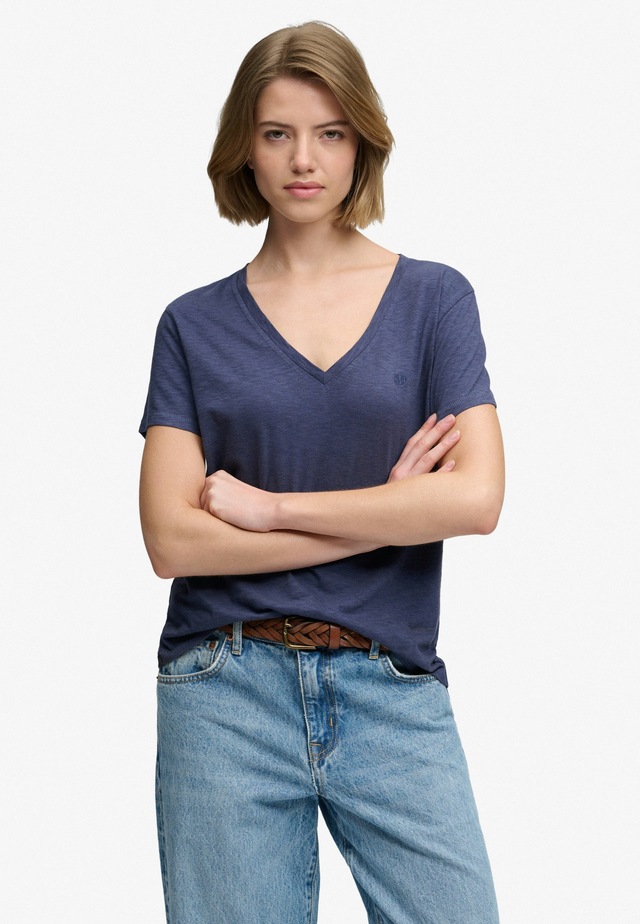 Superdry T-Shirt »STUDIOS SLUB EMB VEE TEE« Baumwollmischung, relaxed fit