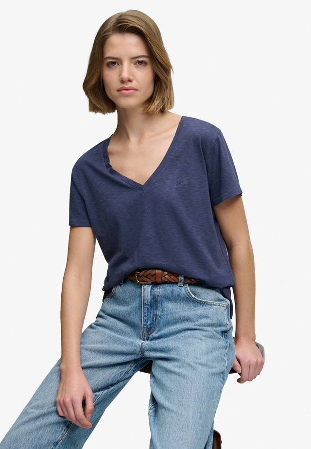 Superdry T-Shirt »STUDIOS SLUB EMB VEE TEE« Baumwollmischung, relaxed fit