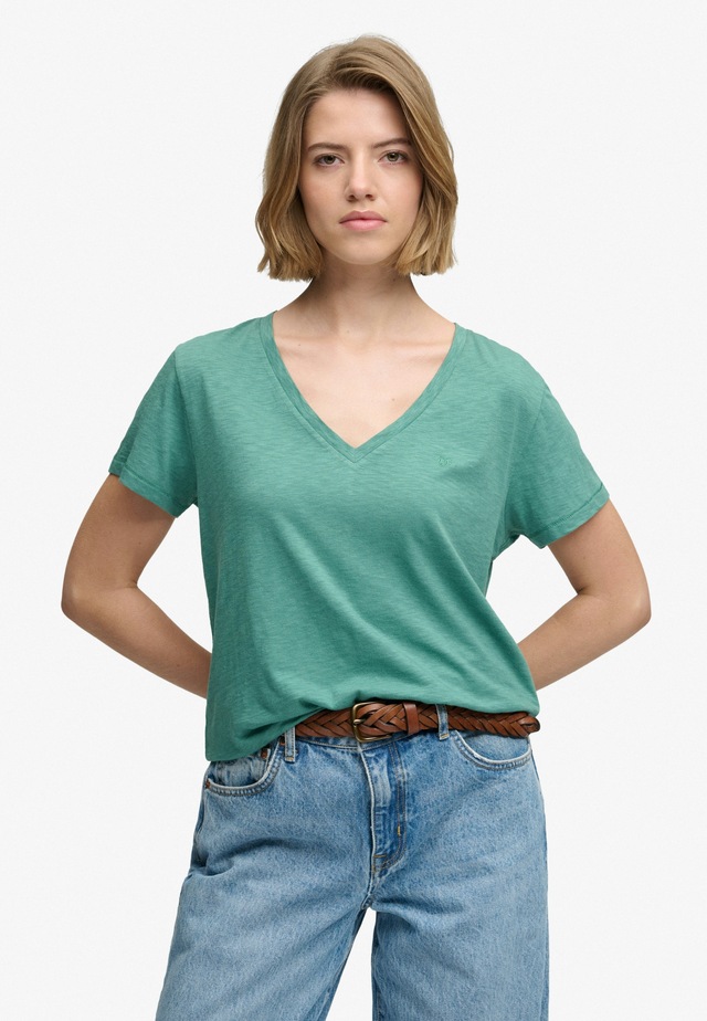 Superdry T-Shirt »STUDIOS SLUB EMB VEE TEE« Baumwollmischung, relaxed fit