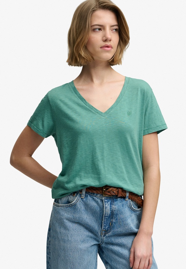 Superdry T-Shirt »STUDIOS SLUB EMB VEE TEE« Baumwollmischung, relaxed fit