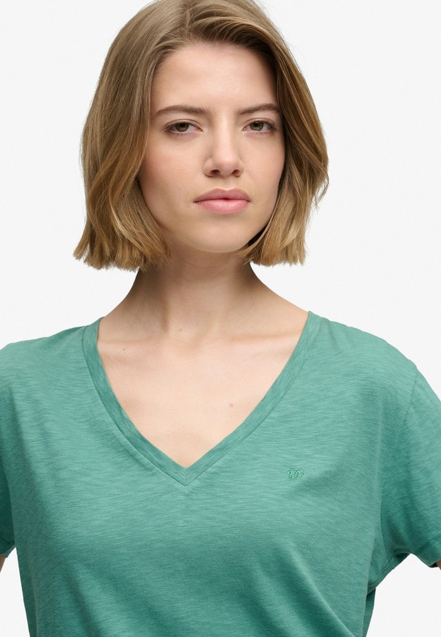 Superdry T-Shirt »STUDIOS SLUB EMB VEE TEE« Baumwollmischung, relaxed fit