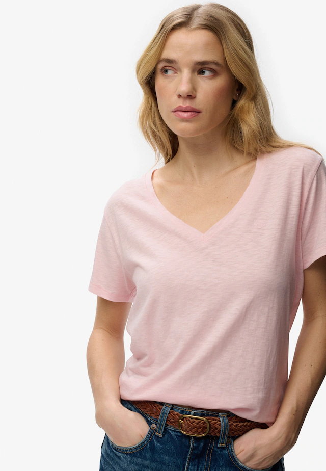 Superdry T-Shirt »STUDIOS SLUB EMB VEE TEE« Baumwollmischung, relaxed fit