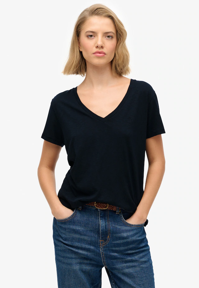 Superdry T-Shirt »STUDIOS SLUB EMB VEE TEE« Baumwollmischung, relaxed fit