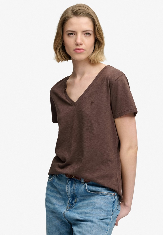 Superdry T-Shirt »STUDIOS SLUB EMB VEE TEE« Baumwollmischung, relaxed fit