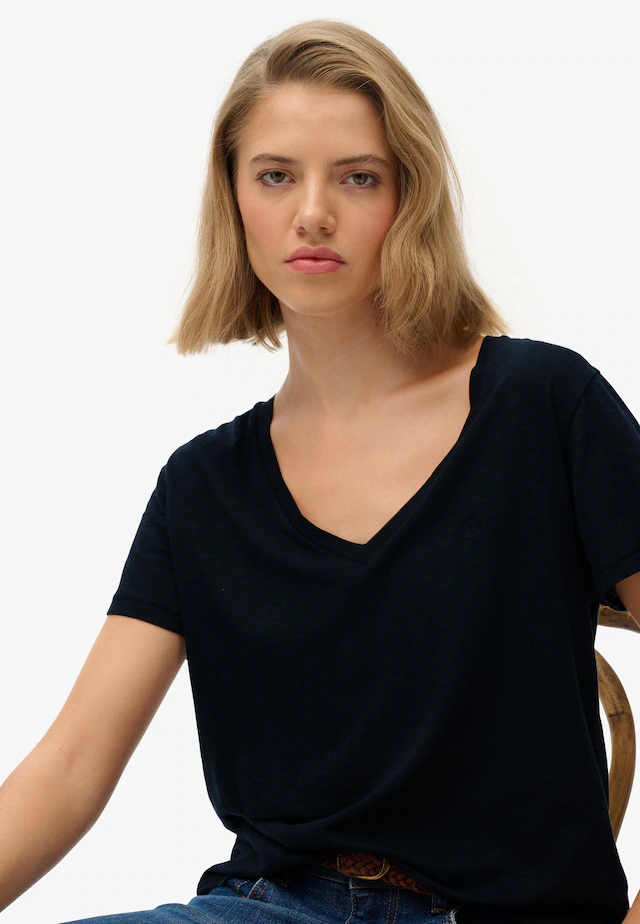 Superdry T-Shirt »STUDIOS SLUB EMB VEE TEE« Baumwollmischung, relaxed fit
