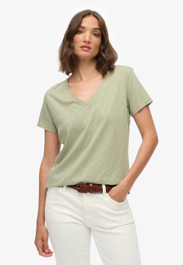 Superdry T-Shirt »STUDIOS SLUB EMB VEE TEE« Baumwollmischung, relaxed fit