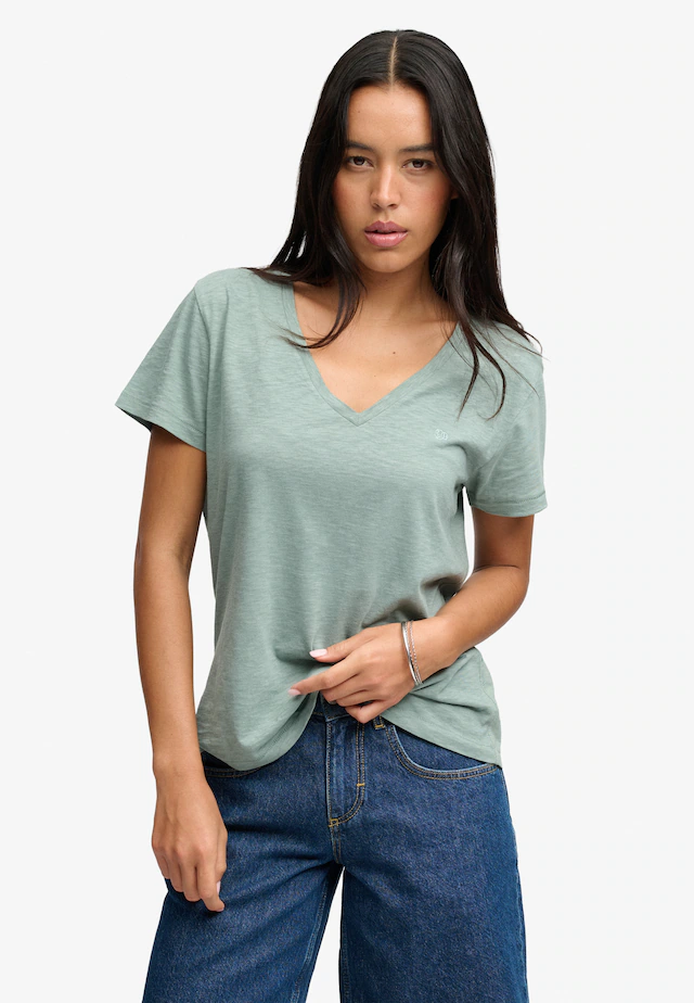 Superdry T-Shirt »STUDIOS SLUB EMB VEE TEE« Baumwollmischung, relaxed fit