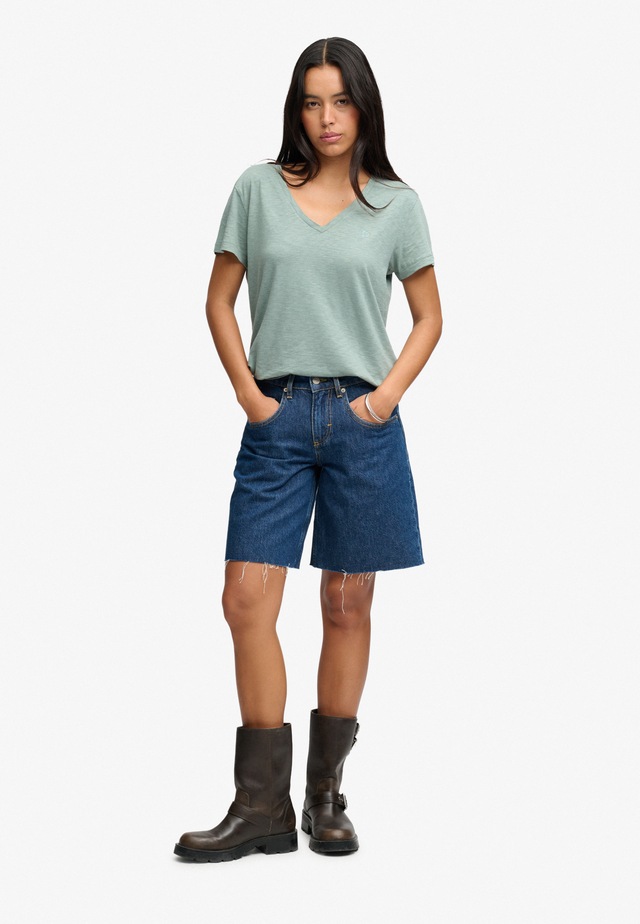 Superdry T-Shirt »STUDIOS SLUB EMB VEE TEE« Baumwollmischung, relaxed fit
