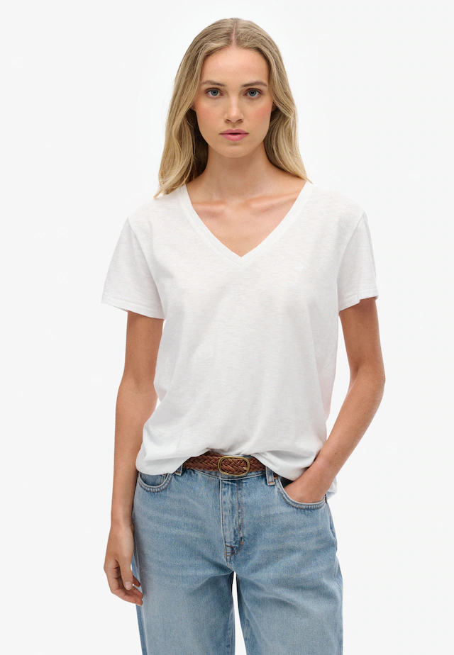 Superdry T-Shirt »STUDIOS SLUB EMB VEE TEE« Baumwollmischung, relaxed fit