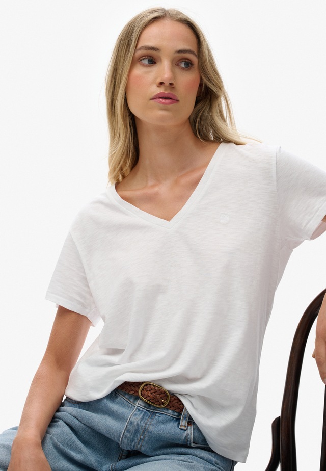 Superdry T-Shirt »STUDIOS SLUB EMB VEE TEE« Baumwollmischung, relaxed fit