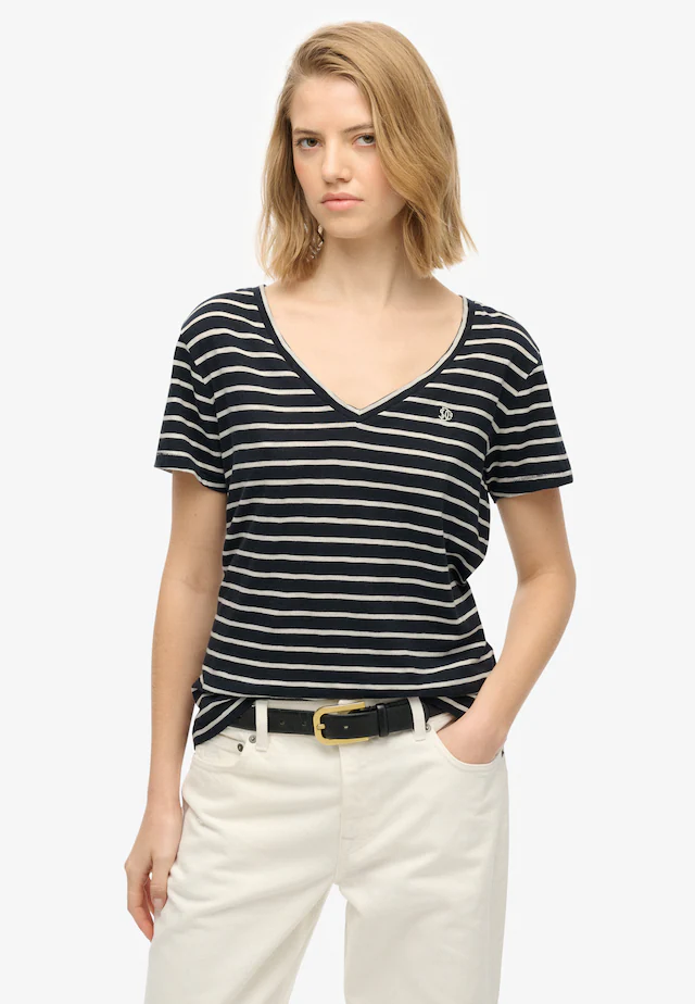 Superdry T-Shirt »STUDIOS SLUB EMB VEE TEE« Baumwollmischung, relaxed fit